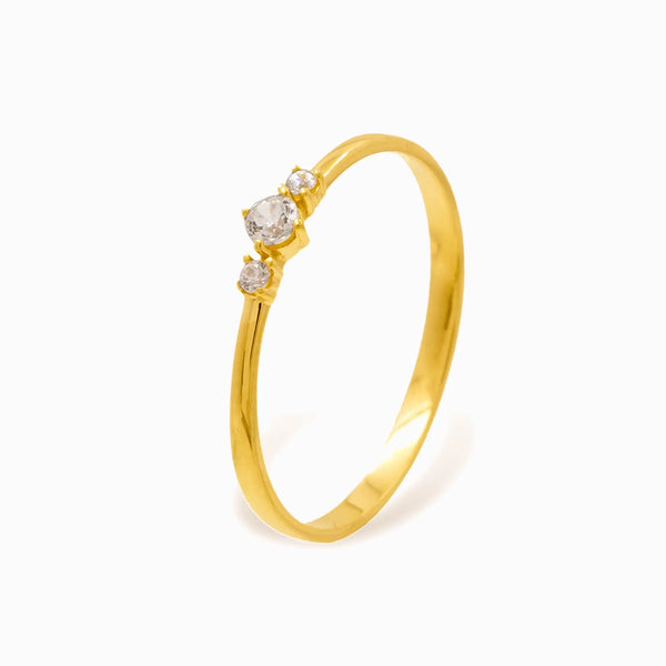 Promise-Ring mit 3 Zirkonia - Gold