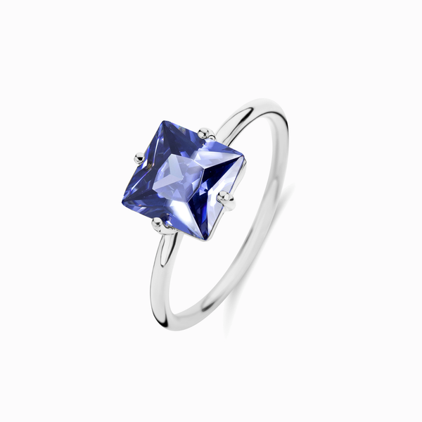 Promise-Ring mit Zirkonia 8x8mm Tansanit Silber