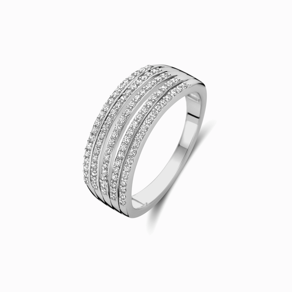 Promise-Ring 5-rhg. mit 95 Zirkonia Silber