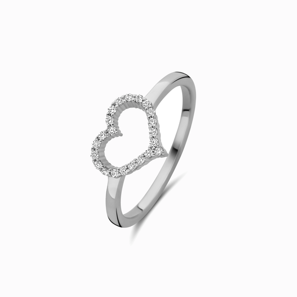 Promise-Ring Herz mit 22 Zirkonia Silber