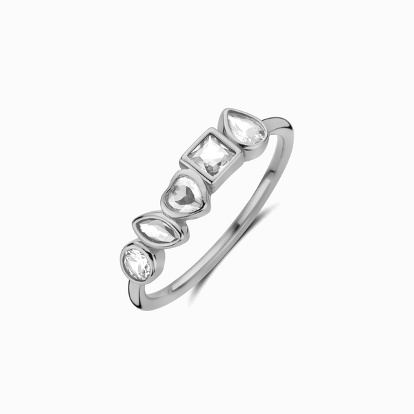 Promise-Ring mit 5 Zirkonia Silber