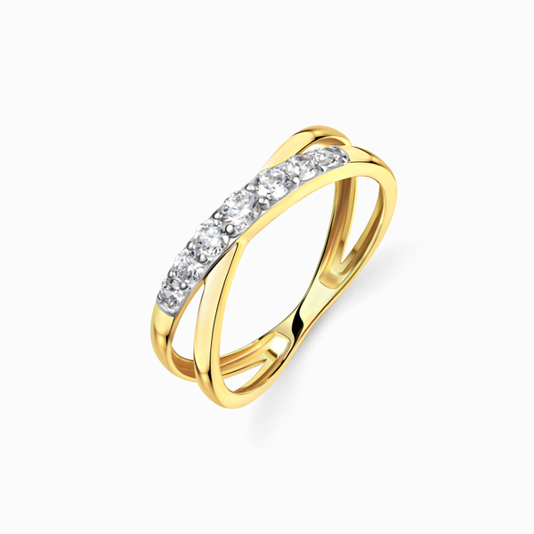Promise-Ring mit 7 Zirkonia - Gold