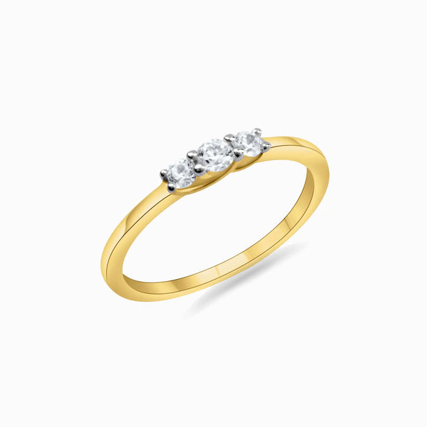 Promise-Ring mit 3 Zirkonia - Gold