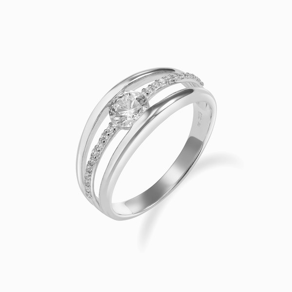 Promise-Ring mit 21 Zirkonia Silber