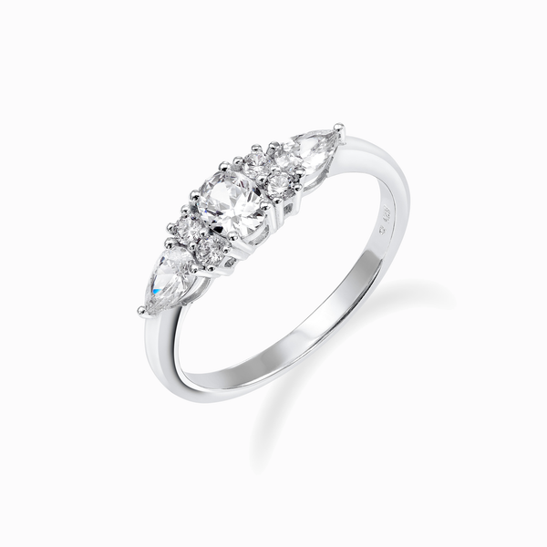 Promise-Ring mit 7 Zirkonia Silber