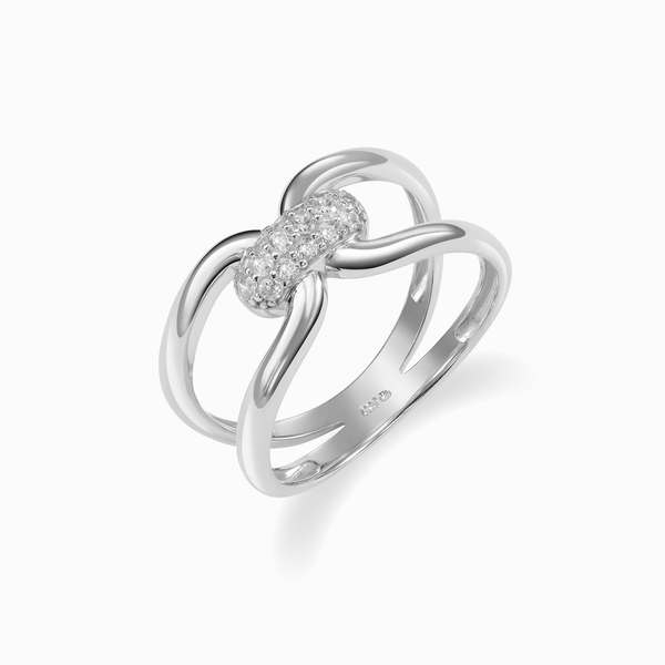 Promise-Ring mit 16 Zirkonia Silber