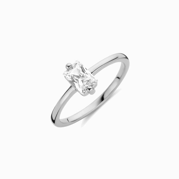 Promise-Ring mit Zirkonia in Baguetteform - Silber