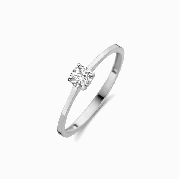 Promise-Ring mit glänzendem Zirkonia - Weißgold