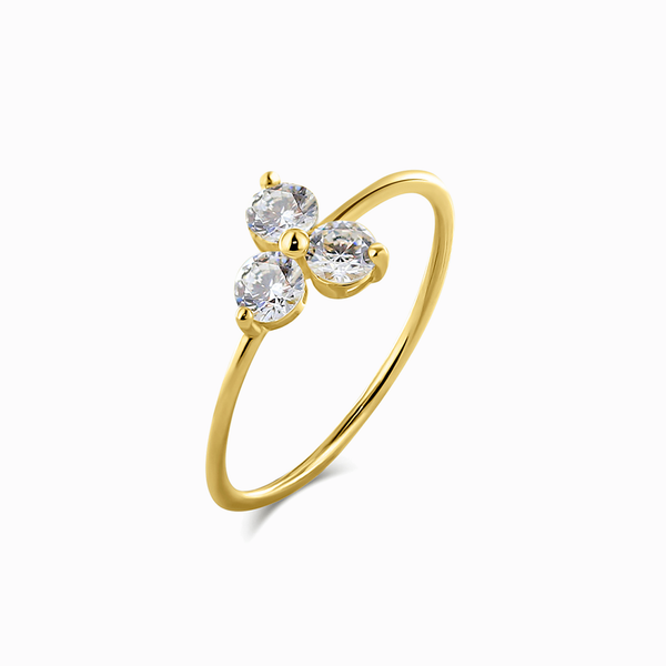 Promise-Ring mit 3 Zirkonia - Gold