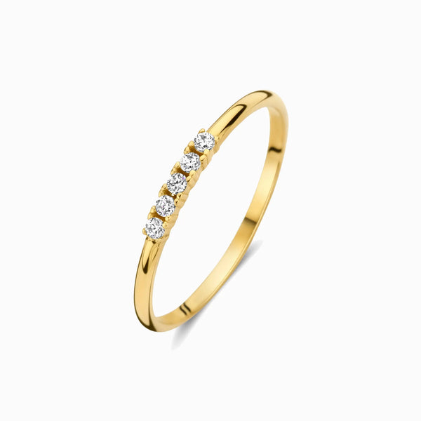 Promise-Ring mit 5 Zirkonia - Gold