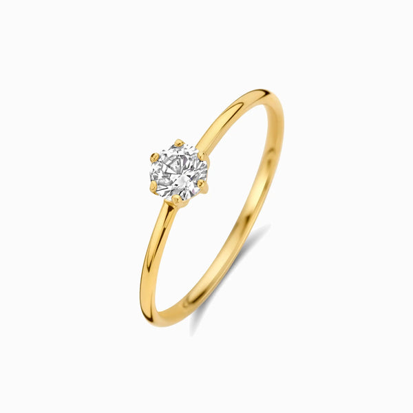 Promise-Ring mit 4mm Zirkonia - Gold