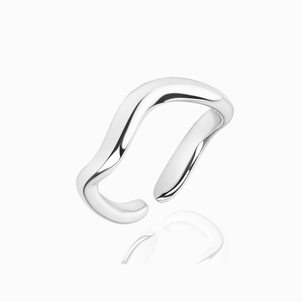 Promise-Ring Offener massiver Damenring Organic Style Silber