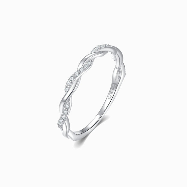 Promise-Ring twisted mit Zirkonia - Silber