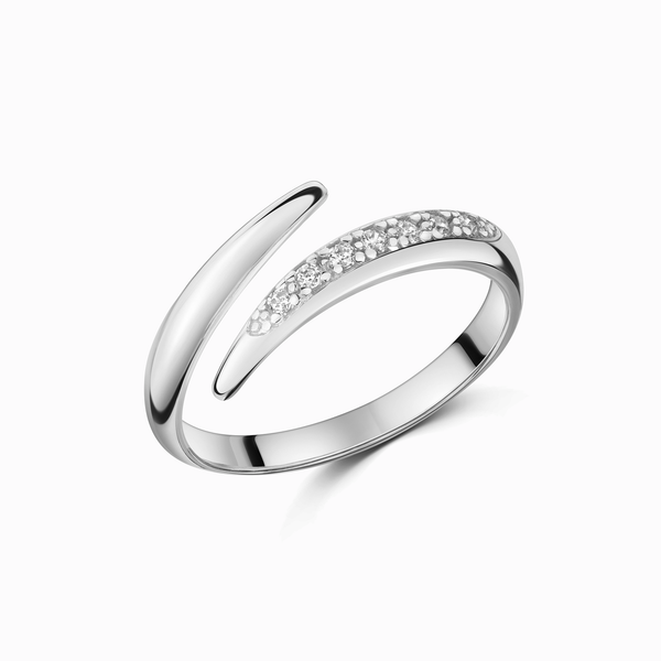 Promise-Ring Schlangendesign mit 7 Zirkonia Silber
