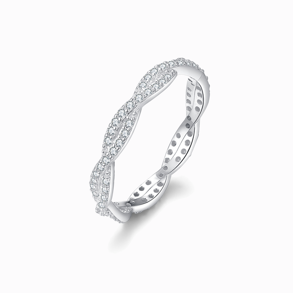 Promise-Ring twisted mit 80 Zirkonia Silber