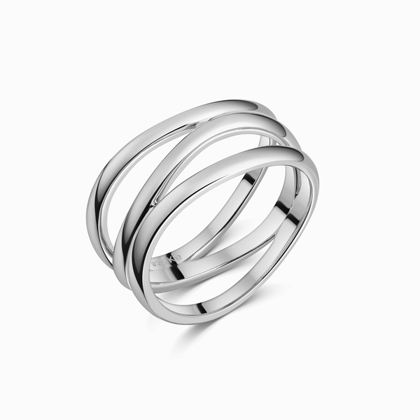 Promise-Ring 3-rhg. glanz 9 mm breit Silber
