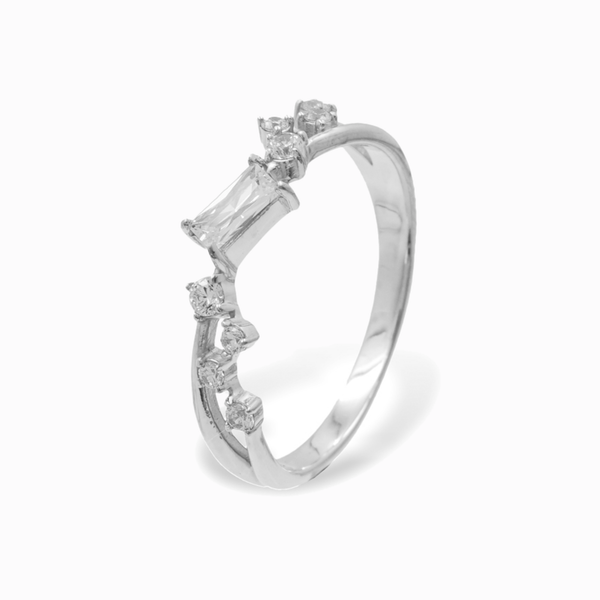 Promise-Ring mit 9 Zirkonia Silber