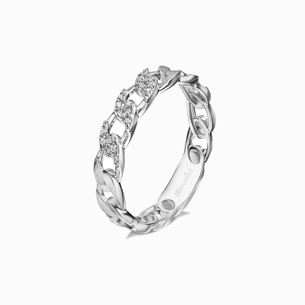 Promise-Kettenring mit 18 Zirkonia - Weißgold