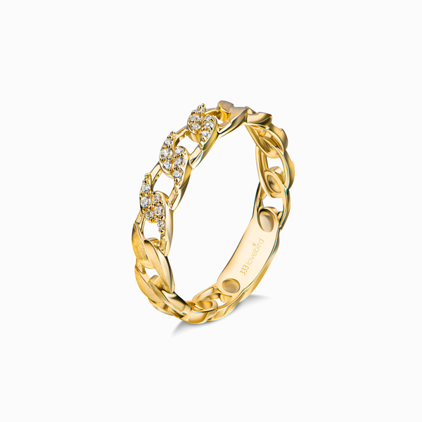 Promise-Ring Kettenring mit 18 Zirkonia - Gold