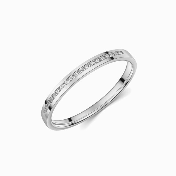 Memory Promise-Ring mit 19 Zirkonia - Weißgold