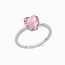 Promise-Ring mit Herz Kristallglas rosa - Silber OnePromise