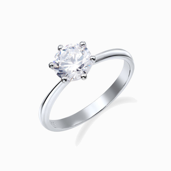 Promise-Ring Solitär Zirkonia 7mm - Silber