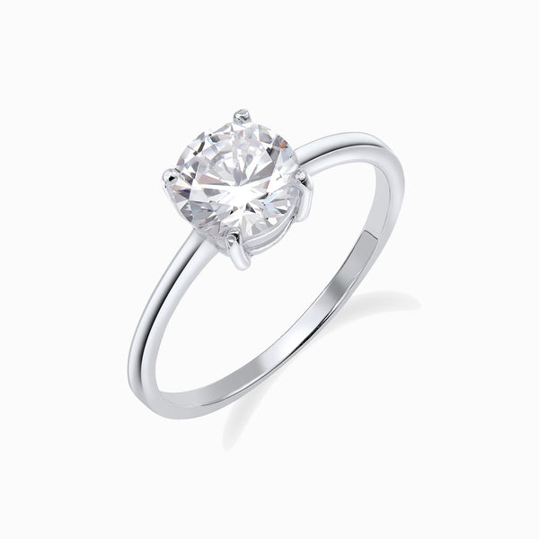 Promise-Ring Solitär 7mm Zirkonia - Silber