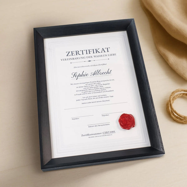 Holzrahmen für Promise-Zertifikat in Schwarz