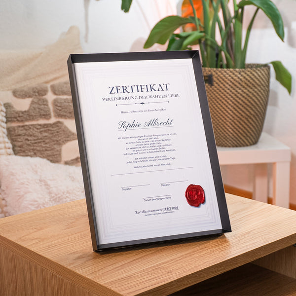 Metallrahmen für Promise-Zertifikat in Schwarz